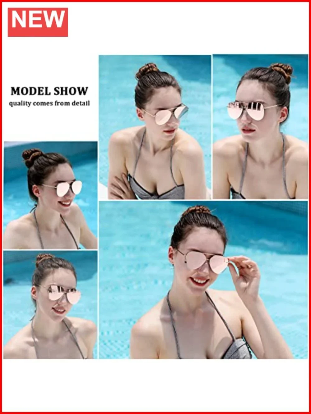 Retro Rimless Aviator Sunglasses Oversized Gradient Mirrored Lens UV Protection